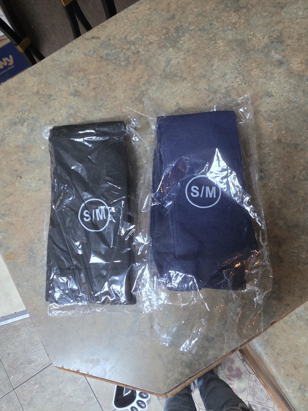 S/M Pack of Two Ribbed Compression Crew Socks - Black & Navy
